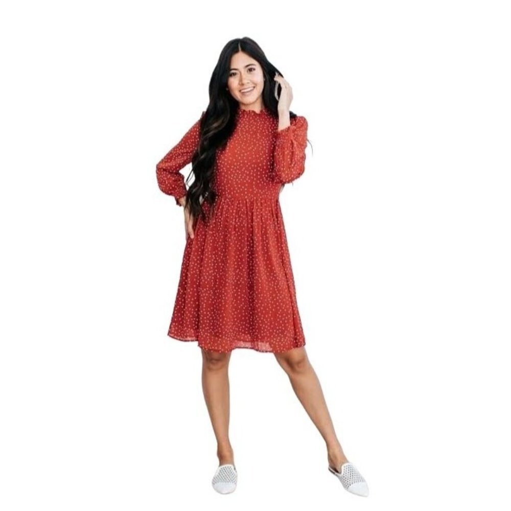 NWT Brickyard‎ Buffalo Polka Dot Ruffle Dress in Red Size Medium